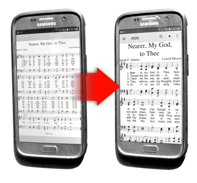 PDF vs. Mobile Hymns sheet music